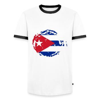 Cuba flag Caribbean vacation Cuba travel Havana - Men's Ringer Shirt - white/black - Front - AI Model Female 172 light (172cm) & AI Model Male 178 dark (178cm)