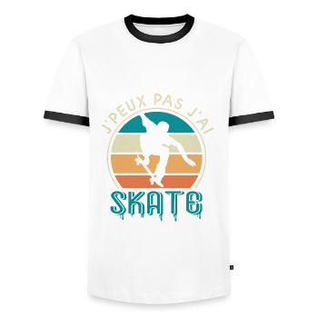 J'peux pas j'ai skate cadeau humour skateboard - T-shirt contrasté Homme - blanc/noir - Devant - AI Model Female 172 light (172cm) & AI Model Male 178 dark (178cm)