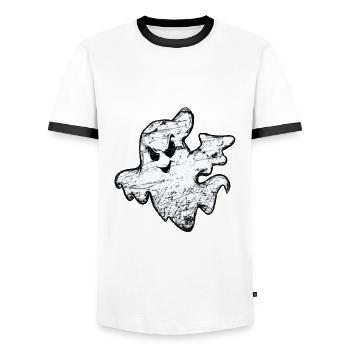 Halloween Ghost Ghost Boo Creepy Gift - Men's Ringer Shirt - white/black - Front - AI Model Female 172 light (172cm) & AI Model Male 178 dark (178cm)