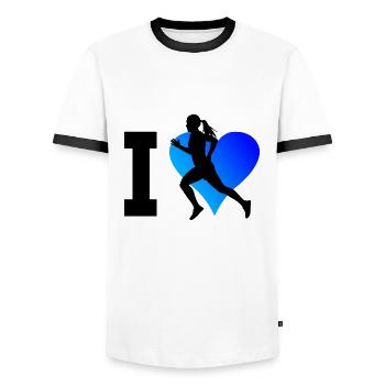 Running Men's Fitness Women's Running Race - Men's Ringer Shirt - white/black - Front - AI Model Female 172 light (172cm) & AI Model Male 178 dark (178cm)