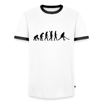 Evolution Hockey - Männer Kontrast-T-Shirt - Weiß/Schwarz - Vorne - AI Model Female 172 light (172cm) & AI Model Male 178 dark (178cm)
