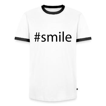#smile - Männer Kontrast-T-Shirt - Weiß/Schwarz - Vorne - AI Model Female 172 light (172cm) & AI Model Male 178 dark (178cm)