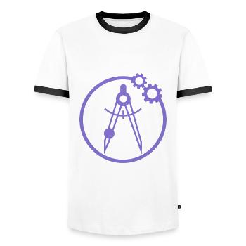 Ingenieurwesen - Projektarbeit - Zirkel - Erfinder - Männer Kontrast-T-Shirt - Weiß/Schwarz - Vorne - AI Model Female 172 light (172cm) & AI Model Male 178 dark (178cm)