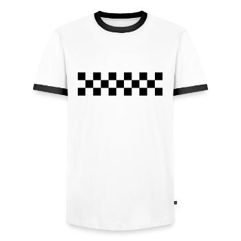 Goal flag - T-shirt contrasté Homme - blanc/noir - Devant - AI Model Female 172 light (172cm) & AI Model Male 178 dark (178cm)