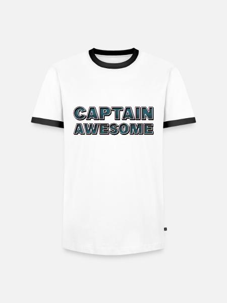 CAPTAIN AWESOME - Männer Kontrast-T-Shirt - Weiß/Schwarz