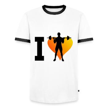 Cardio Ausdauertraining Gewichtheben Herren - Männer Kontrast-T-Shirt - Weiß/Schwarz - Vorne - AI Model Female 172 light (172cm) & AI Model Male 178 dark (178cm)