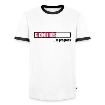 Genius in progress - Männer Kontrast-T-Shirt - Weiß/Schwarz - Vorne - AI Model Female 172 light (172cm) & AI Model Male 178 dark (178cm)