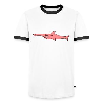 Funny Penis Shark Fish - T-shirt contrasté Homme - blanc/noir - Devant - AI Model Female 172 light (172cm) & AI Model Male 178 dark (178cm)