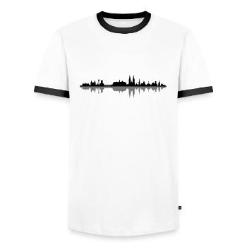 Skyline - Regensburg - Männer Kontrast-T-Shirt - Weiß/Schwarz - Vorne - AI Model Female 172 light (172cm) & AI Model Male 178 dark (178cm)