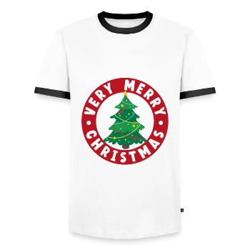 Sehr fröhlicher Weihnachtsbaum - Männer Kontrast-T-Shirt - Weiß/Schwarz - Vorne - AI Model Female 172 light (172cm) & AI Model Male 178 dark (178cm)