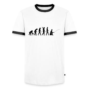 evolution ANGELN Fischen b - Männer Kontrast-T-Shirt - Weiß/Schwarz - Vorne - AI Model Female 172 light (172cm) & AI Model Male 178 dark (178cm)