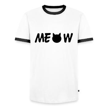 Meow - T-shirt contrasté Homme - blanc/noir - Devant - AI Model Female 172 light (172cm) & AI Model Male 178 dark (178cm)