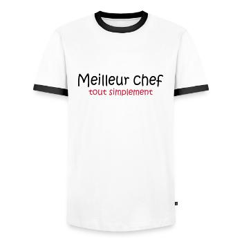 Meilleur chef tout simplement - T-shirt contrasté Homme - blanc/noir - Devant - AI Model Female 172 light (172cm) & AI Model Male 178 dark (178cm)