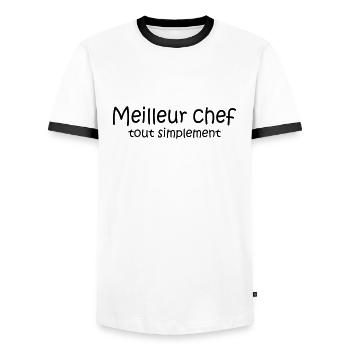 Meilleur chef tout simplement - T-shirt contrasté Homme - blanc/noir - Devant - AI Model Female 172 light (172cm) & AI Model Male 178 dark (178cm)