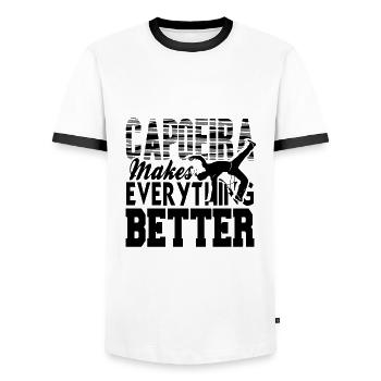 Capoeira - Men's Ringer Shirt - white/black - Front - AI Model Female 172 light (172cm) & AI Model Male 178 dark (178cm)