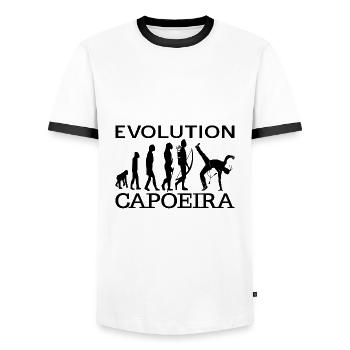 Capoeira - Men's Ringer Shirt - white/black - Front - AI Model Female 172 light (172cm) & AI Model Male 178 dark (178cm)