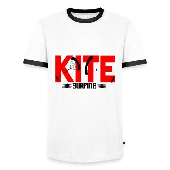 Kitesurfing - Men's Ringer Shirt - white/black - Front - AI Model Female 172 light (172cm) & AI Model Male 178 dark (178cm)