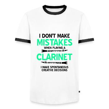 Klarinette - Männer Kontrast-T-Shirt - Weiß/Schwarz - Vorne - AI Model Female 172 light (172cm) & AI Model Male 178 dark (178cm)