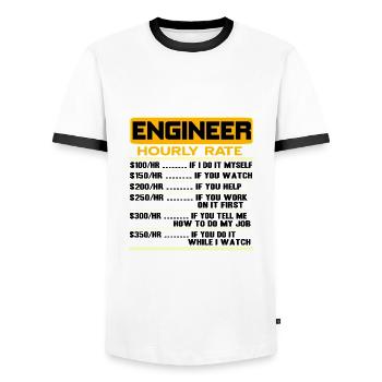 Ingénieur Bürgerlich Baumeister Génie mécanique Mathématiques - T-shirt contrasté Homme - blanc/noir - Devant - AI Model Female 172 light (172cm) & AI Model Male 178 dark (178cm)