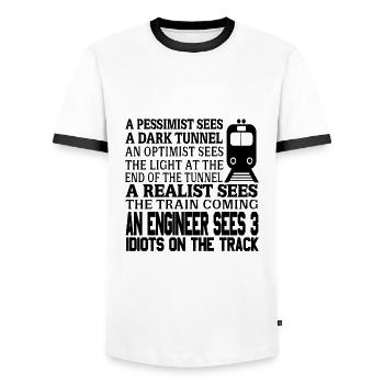 Ingénieur Bürgerlich Baumeister Génie mécanique Mathématiques - T-shirt contrasté Homme - blanc/noir - Devant - AI Model Female 172 light (172cm) & AI Model Male 178 dark (178cm)
