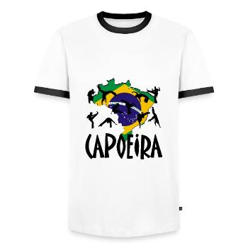 Capoeira - Men's Ringer Shirt - white/black - Front - AI Model Female 172 light (172cm) & AI Model Male 178 dark (178cm)
