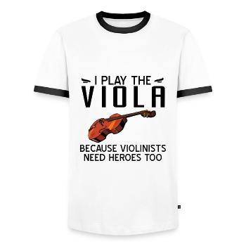 Viola - Men's Ringer Shirt - white/black - Front - AI Model Female 172 light (172cm) & AI Model Male 178 dark (178cm)