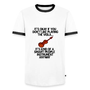 Viola - Men's Ringer Shirt - white/black - Front - AI Model Female 172 light (172cm) & AI Model Male 178 dark (178cm)