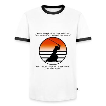 Aikido - Männer Kontrast-T-Shirt - Weiß/Schwarz - Vorne - AI Model Female 172 light (172cm) & AI Model Male 178 dark (178cm)