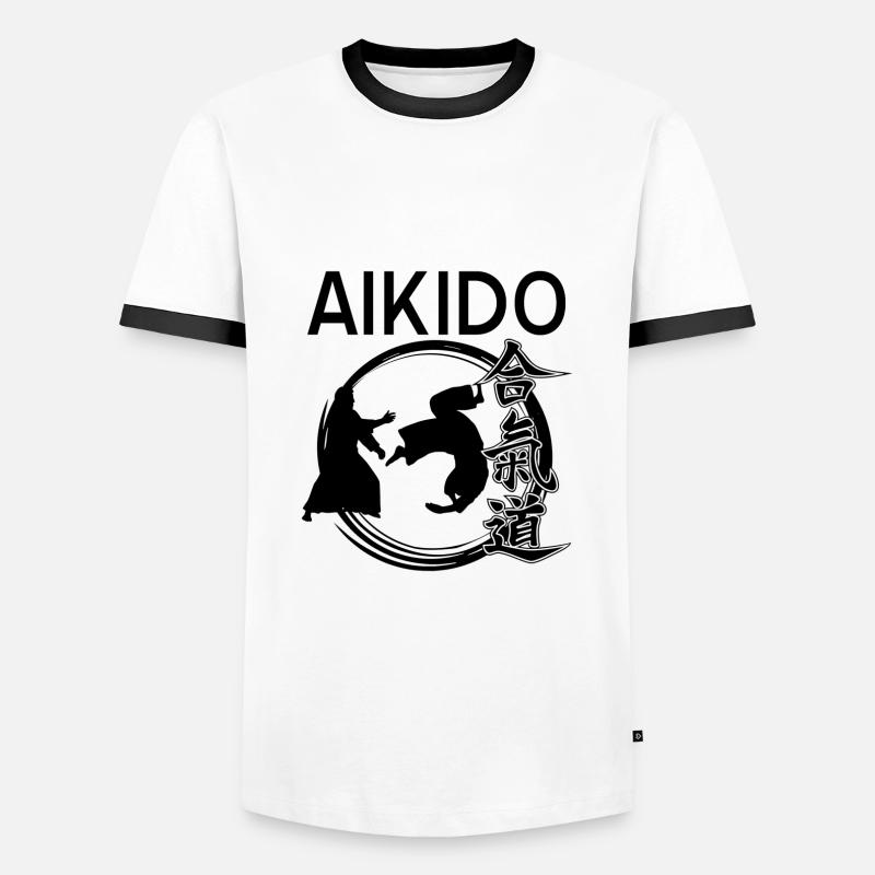 Aikido - Männer Kontrast-T-Shirt - Weiß/Schwarz