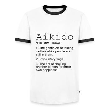 Aikido - Männer Kontrast-T-Shirt - Weiß/Schwarz - Vorne - AI Model Female 172 light (172cm) & AI Model Male 178 dark (178cm)