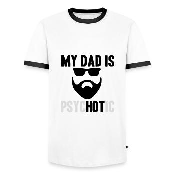 Vater und Sohn - Männer Kontrast-T-Shirt - Weiß/Schwarz - Vorne - AI Model Female 172 light (172cm) & AI Model Male 178 dark (178cm)