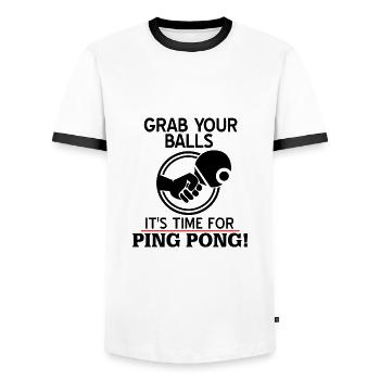 Tennis de table - T-shirt contrasté Homme - blanc/noir - Devant - AI Model Female 172 light (172cm) & AI Model Male 178 dark (178cm)