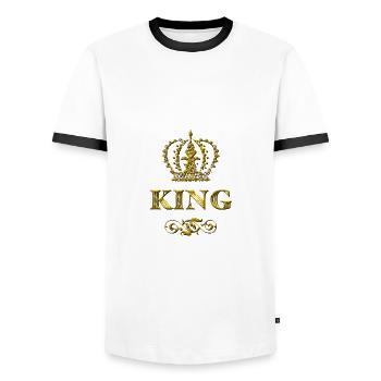 roi - T-shirt contrasté Homme - blanc/noir - Devant - AI Model Female 172 light (172cm) & AI Model Male 178 dark (178cm)