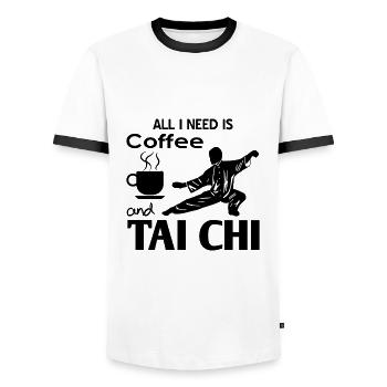 Tai Chi - Men's Ringer Shirt - white/black - Front - AI Model Female 172 light (172cm) & AI Model Male 178 dark (178cm)