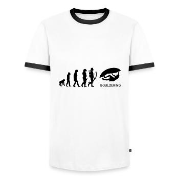 Bouldering - Men's Ringer Shirt - white/black - Front - AI Model Female 172 light (172cm) & AI Model Male 178 dark (178cm)