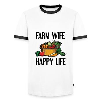 Fermier femme fermier travail nourriture cadeau - T-shirt contrasté Homme - blanc/noir - Devant - AI Model Female 172 light (172cm) & AI Model Male 178 dark (178cm)