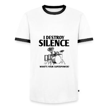 le batteur - T-shirt contrasté Homme - blanc/noir - Devant - AI Model Female 172 light (172cm) & AI Model Male 178 dark (178cm)