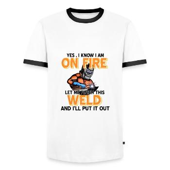 welder - Men's Ringer Shirt - white/black - Front - AI Model Female 172 light (172cm) & AI Model Male 178 dark (178cm)