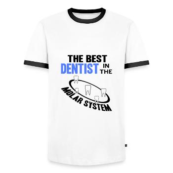 dentist - Men's Ringer Shirt - white/black - Front - AI Model Female 172 light (172cm) & AI Model Male 178 dark (178cm)