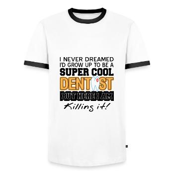 dentist - Men's Ringer Shirt - white/black - Front - AI Model Female 172 light (172cm) & AI Model Male 178 dark (178cm)