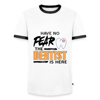 dentist - Men's Ringer Shirt - white/black - Front - AI Model Female 172 light (172cm) & AI Model Male 178 dark (178cm)