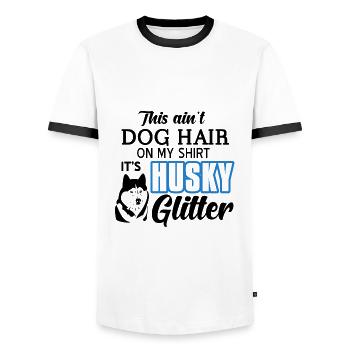 Sibirischer Husky - Männer Kontrast-T-Shirt - Weiß/Schwarz - Vorne - AI Model Female 172 light (172cm) & AI Model Male 178 dark (178cm)