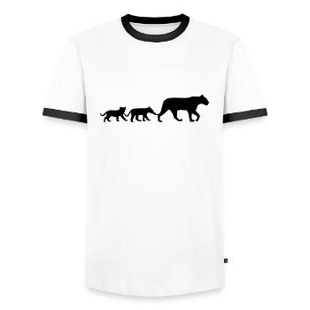 Lioness and lion cubs - Men's Ringer Shirt - white/black - Front - AI Model Female 172 light (172cm) & AI Model Male 178 dark (178cm)