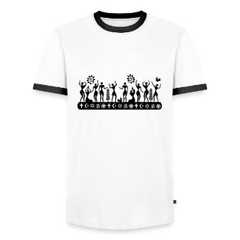 Les gens de toutes les religions - T-shirt contrasté Homme - blanc/noir - Devant - AI Model Female 172 light (172cm) & AI Model Male 178 dark (178cm)