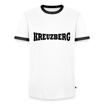 Kreuzberg Schriftzug - Männer Kontrast-T-Shirt - Weiß/Schwarz - Vorne - AI Model Female 172 light (172cm) & AI Model Male 178 dark (178cm)