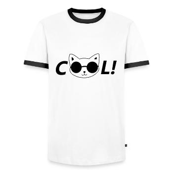 Chat cool - T-shirt contrasté Homme - blanc/noir - Devant - AI Model Female 172 light (172cm) & AI Model Male 178 dark (178cm)