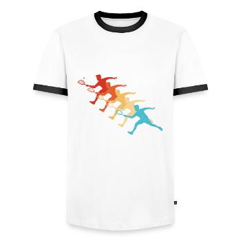 Racquetballspielen Damen Pickleballspielen - Männer Kontrast-T-Shirt - Weiß/Schwarz - Vorne - AI Model Female 172 light (172cm) & AI Model Male 178 dark (178cm)