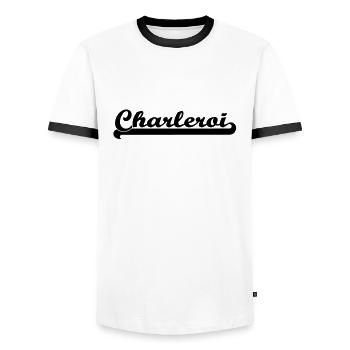 écrit charleroi - T-shirt contrasté Homme - blanc/noir - Devant - AI Model Female 172 light (172cm) & AI Model Male 178 dark (178cm)
