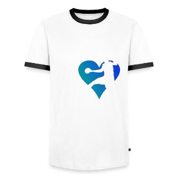 Joueurs de handball Joueurs de handball Jeux de handball - T-shirt contrasté Homme - blanc/noir - Devant - AI Model Female 172 light (172cm) & AI Model Male 178 dark (178cm)