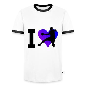 Handball Handball Handball Femmes Hommes - T-shirt contrasté Homme - blanc/noir - Devant - AI Model Female 172 light (172cm) & AI Model Male 178 dark (178cm)